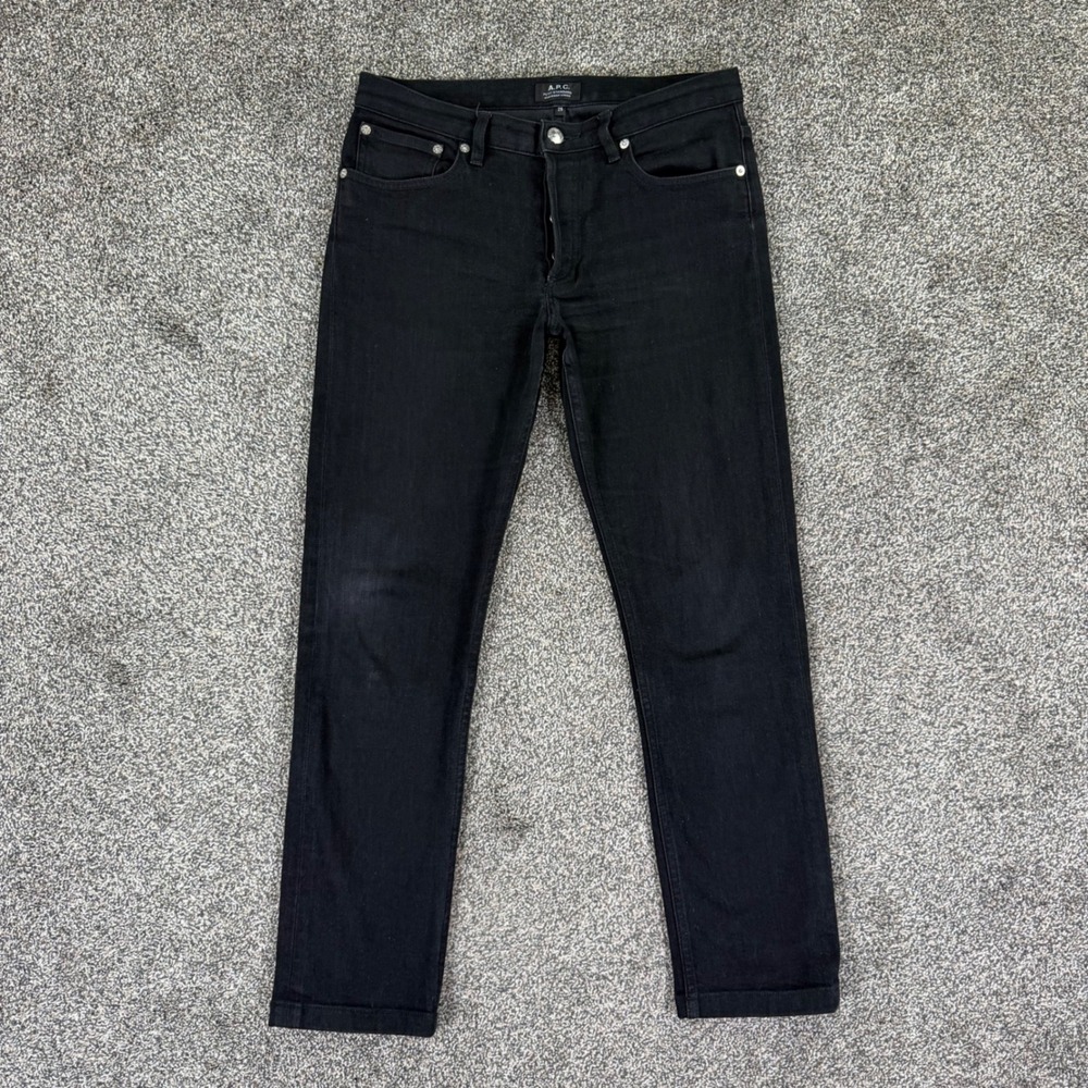 APC Petit Standard Black Slim Straight Jeans Men 29 Button Fly Jean Droit Etroit